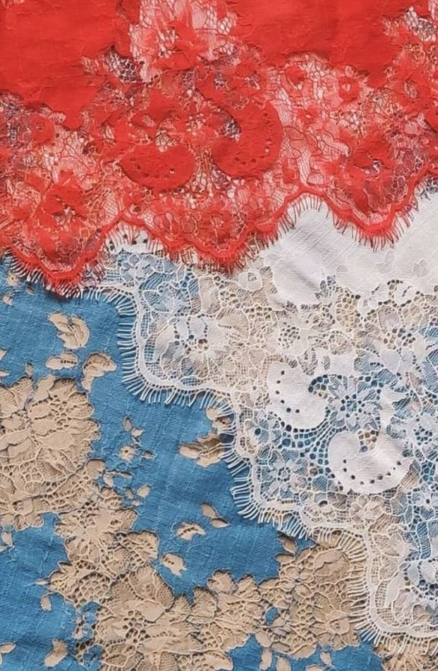 Lace blouse with pearls