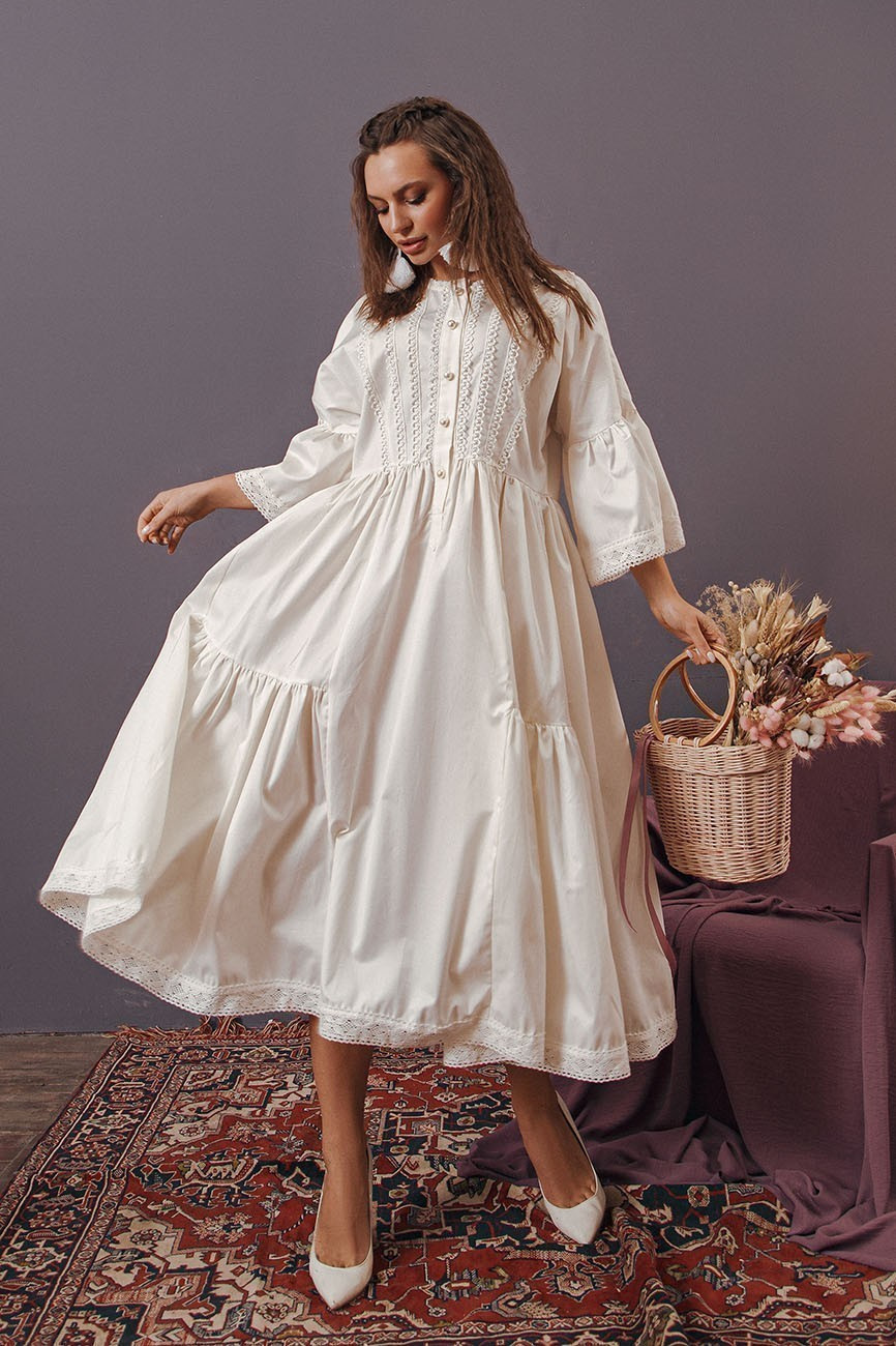img-3128-21 Cotton dress with lace free silhouette