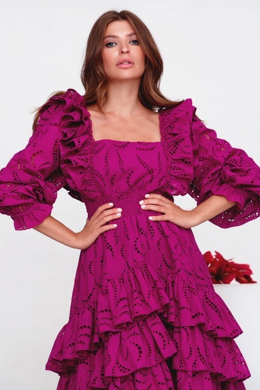 Sundress sewing with wings and ruffles