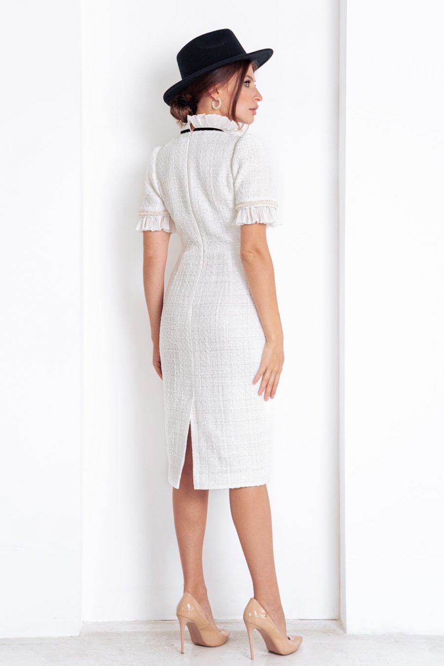 Plisse tweed dress