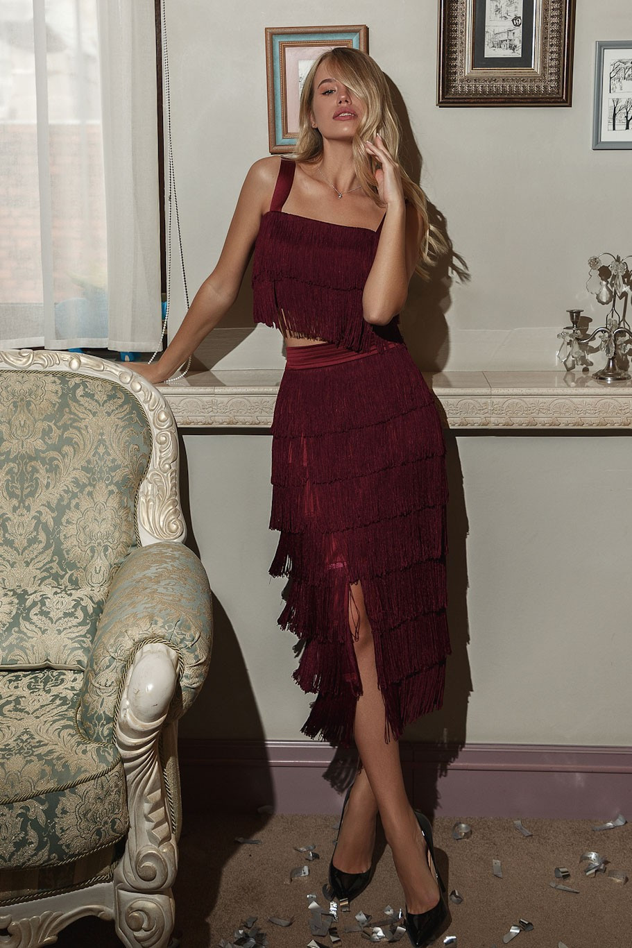 IMG_6167 copy_edited Костюм з короткою шовковою бахромою 15-20 см: топ та спідниця міді