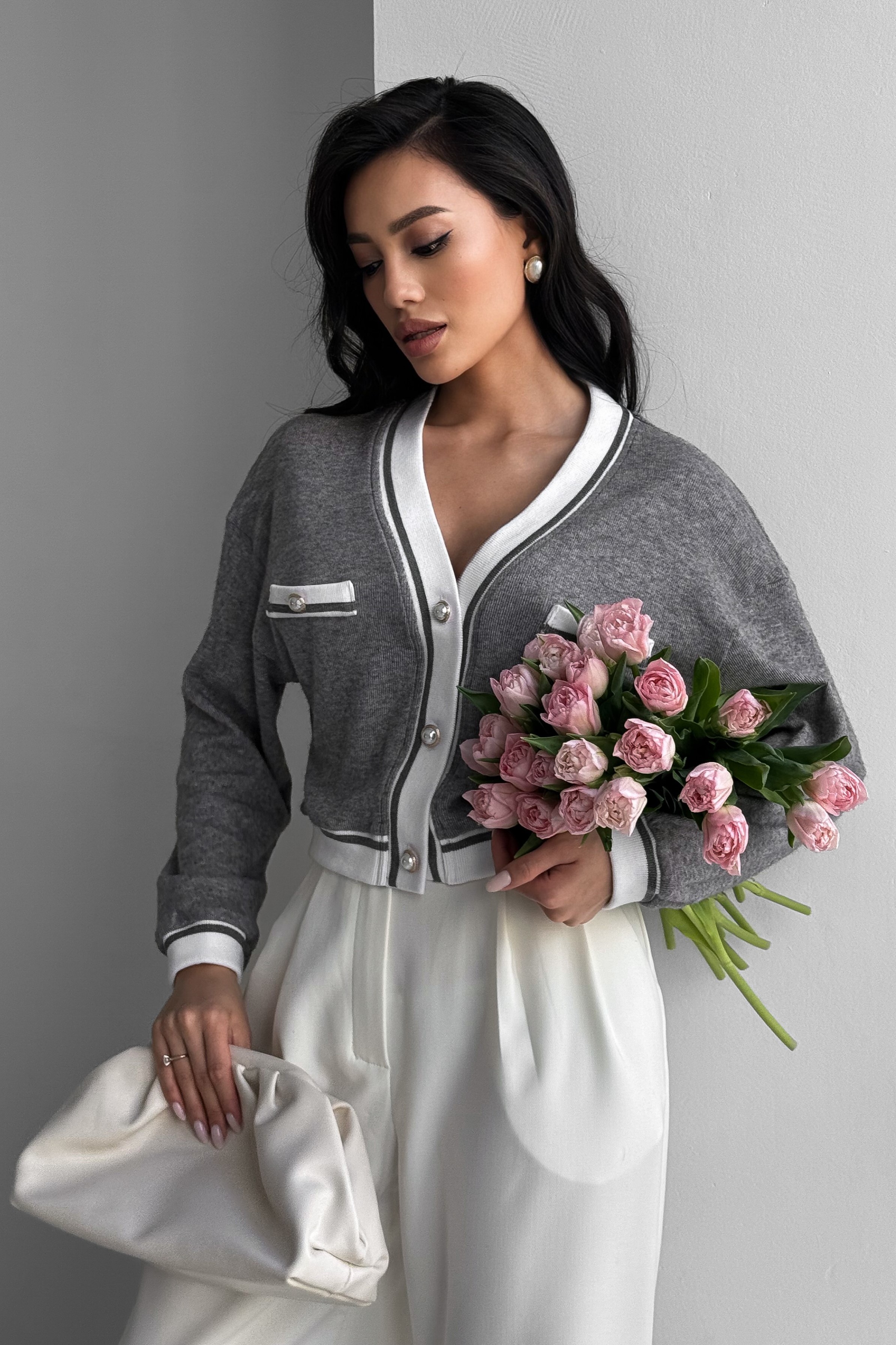IMG_2644-2 Knitted crop cardigan with contrast trim