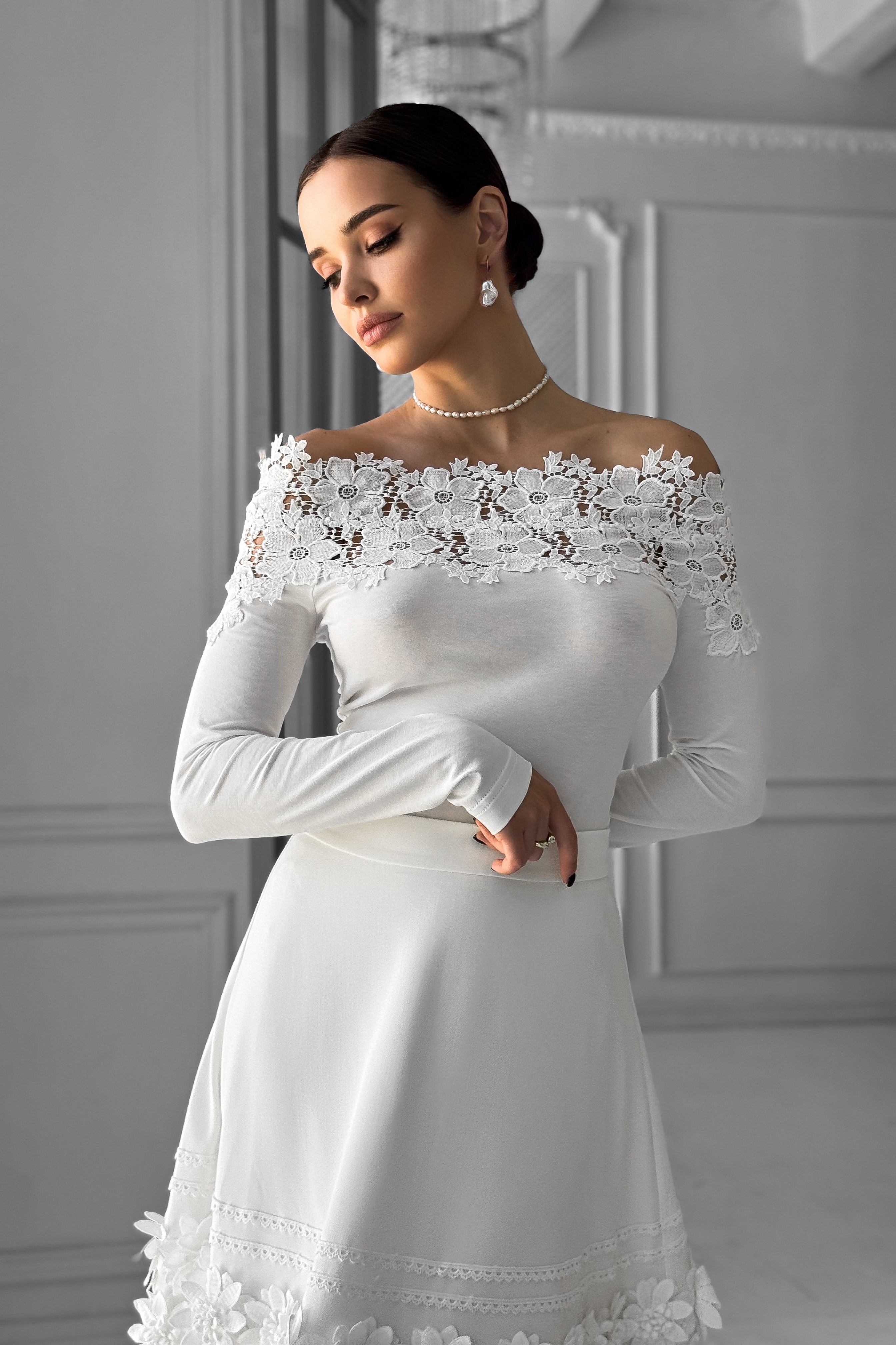 IMG_5619-2 Knitted cotton bodysuit with lace, off-shoulder