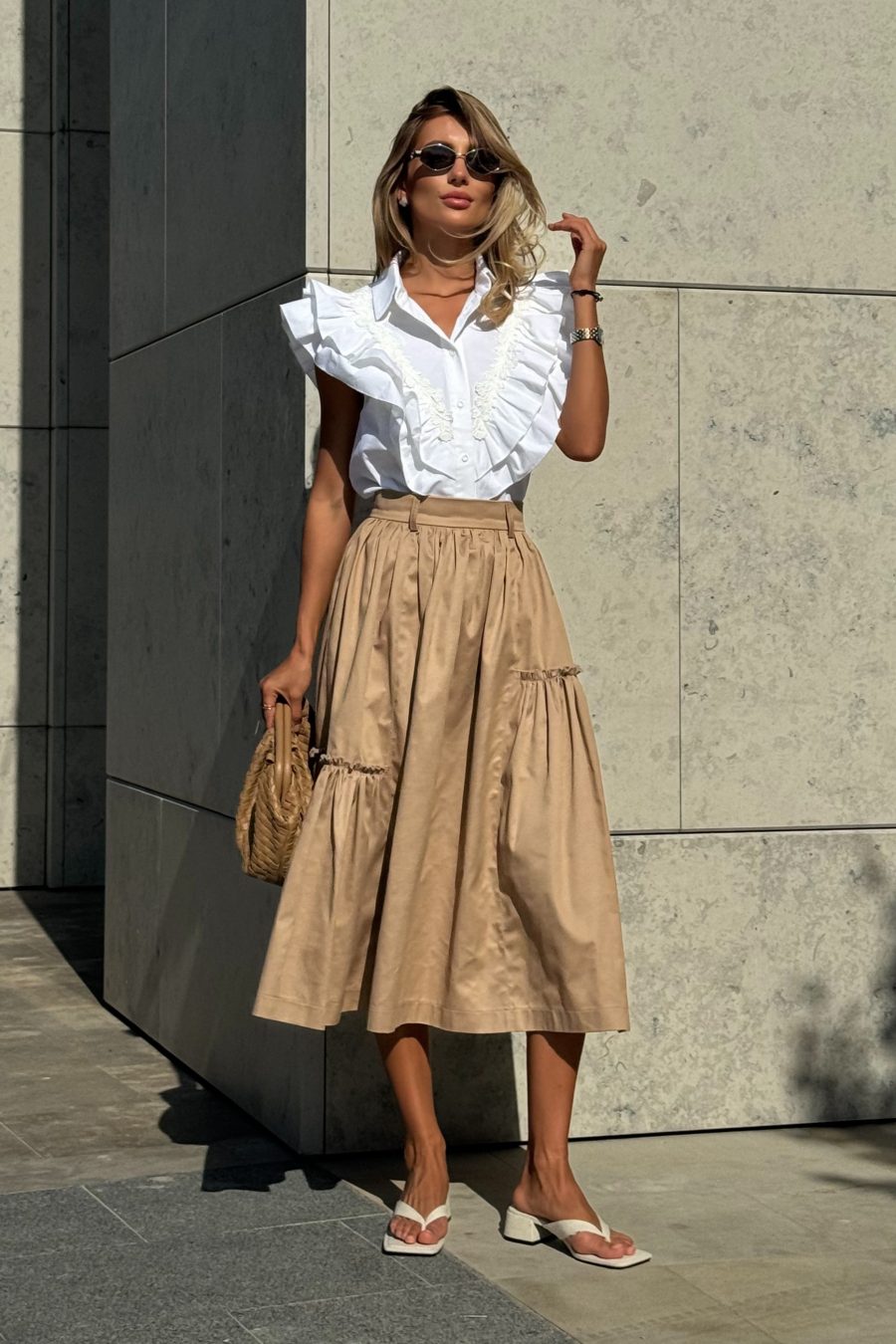 Asymmetrical full cotton skirt