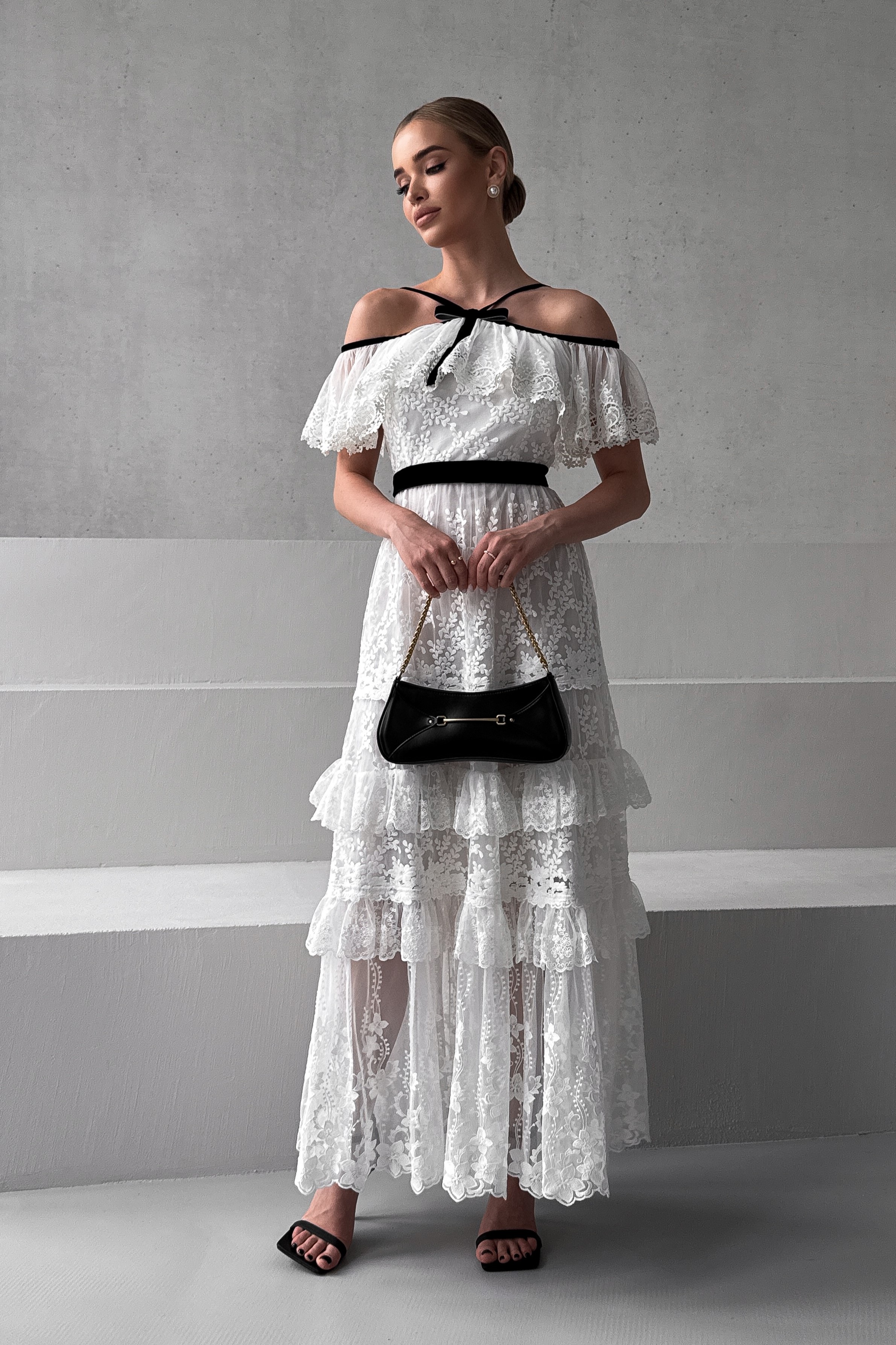 IMG_7134-2 Lace long dress with open shoulders, embroidery and velvet trim