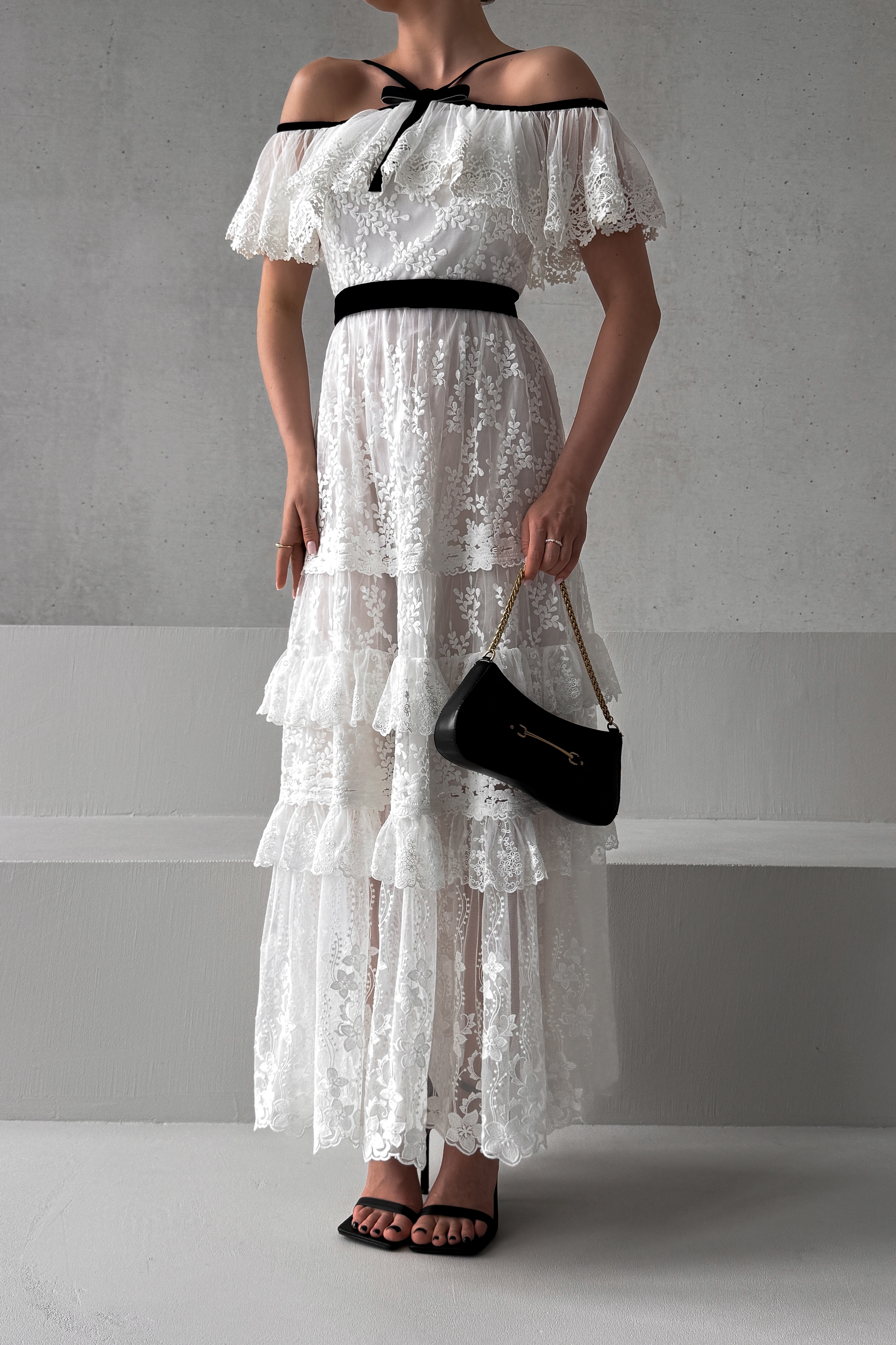 IMG_7145-2 Lace long dress with open shoulders, embroidery and velvet trim