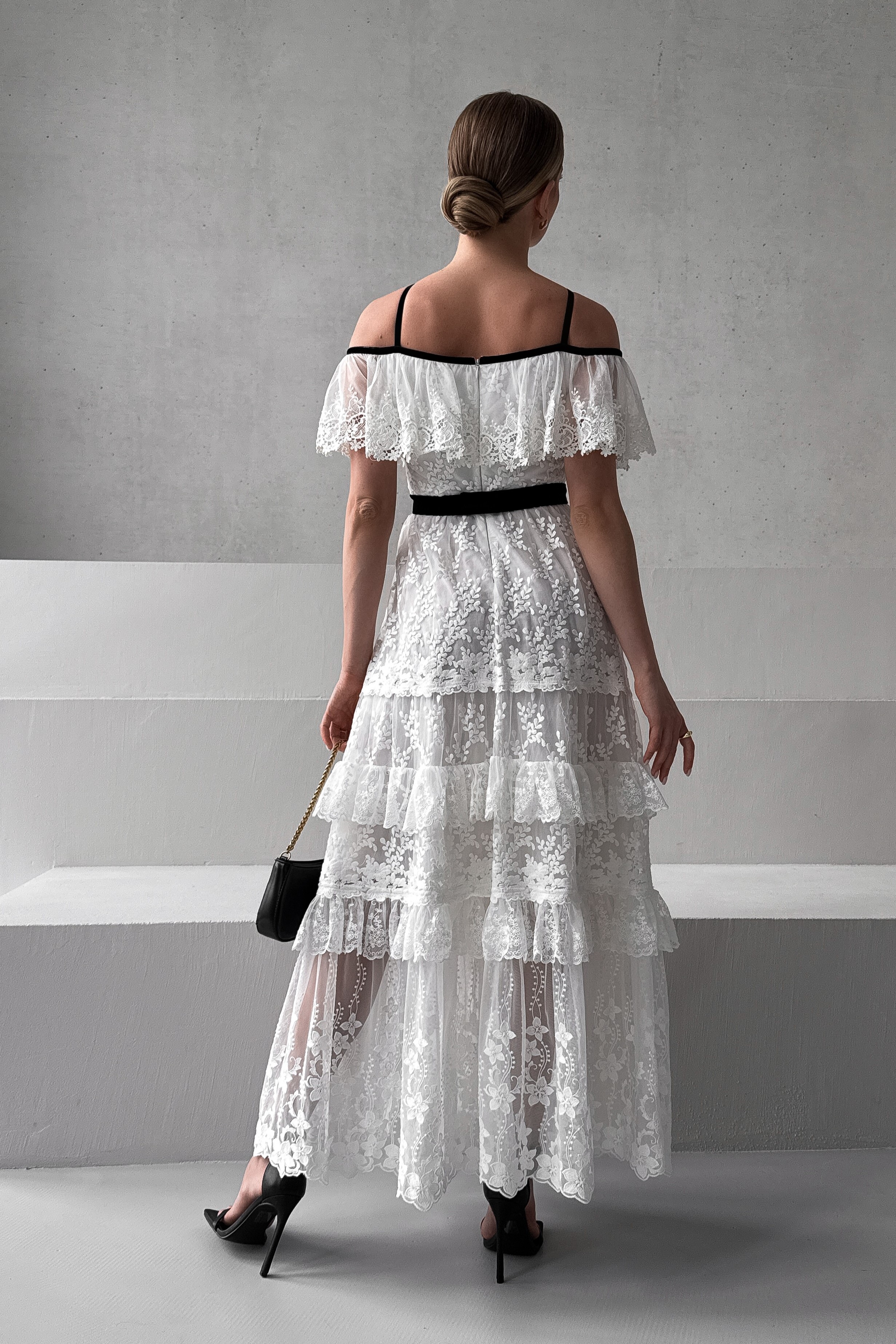 IMG_7146-2 Lace long dress with open shoulders, embroidery and velvet trim
