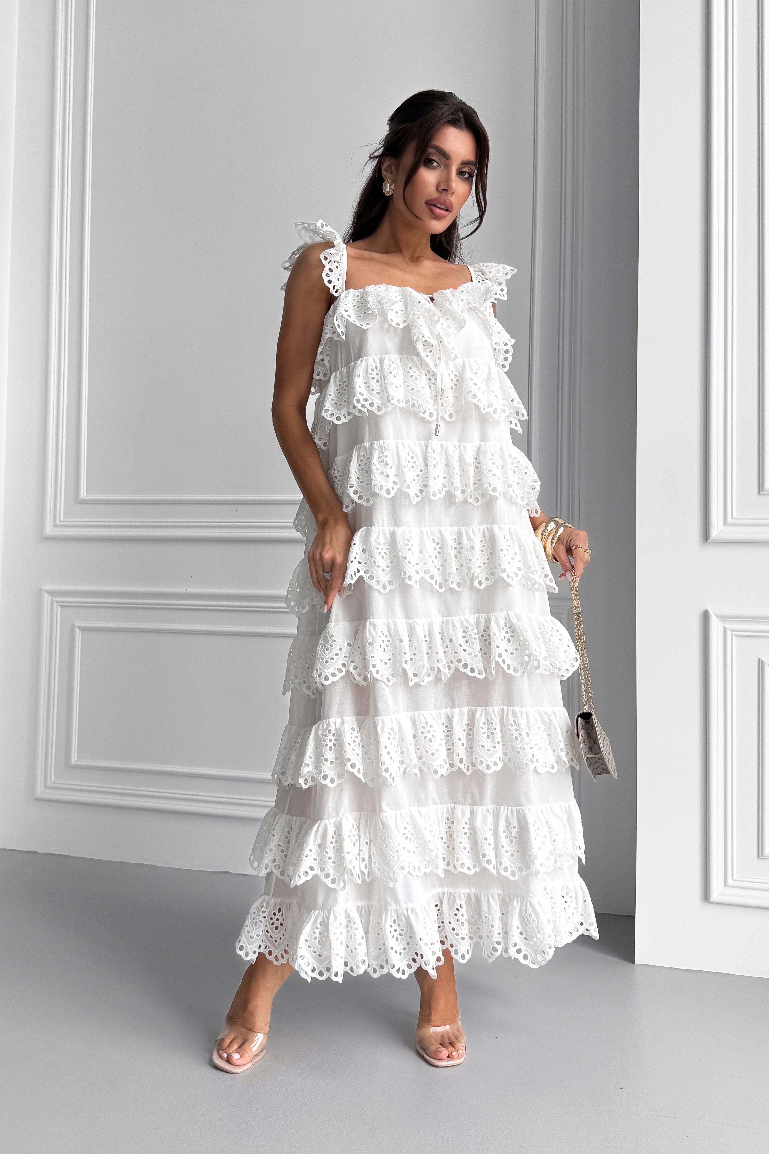 IMG_1051-2 Cotton long sarafan with wings, with frills and embroidery