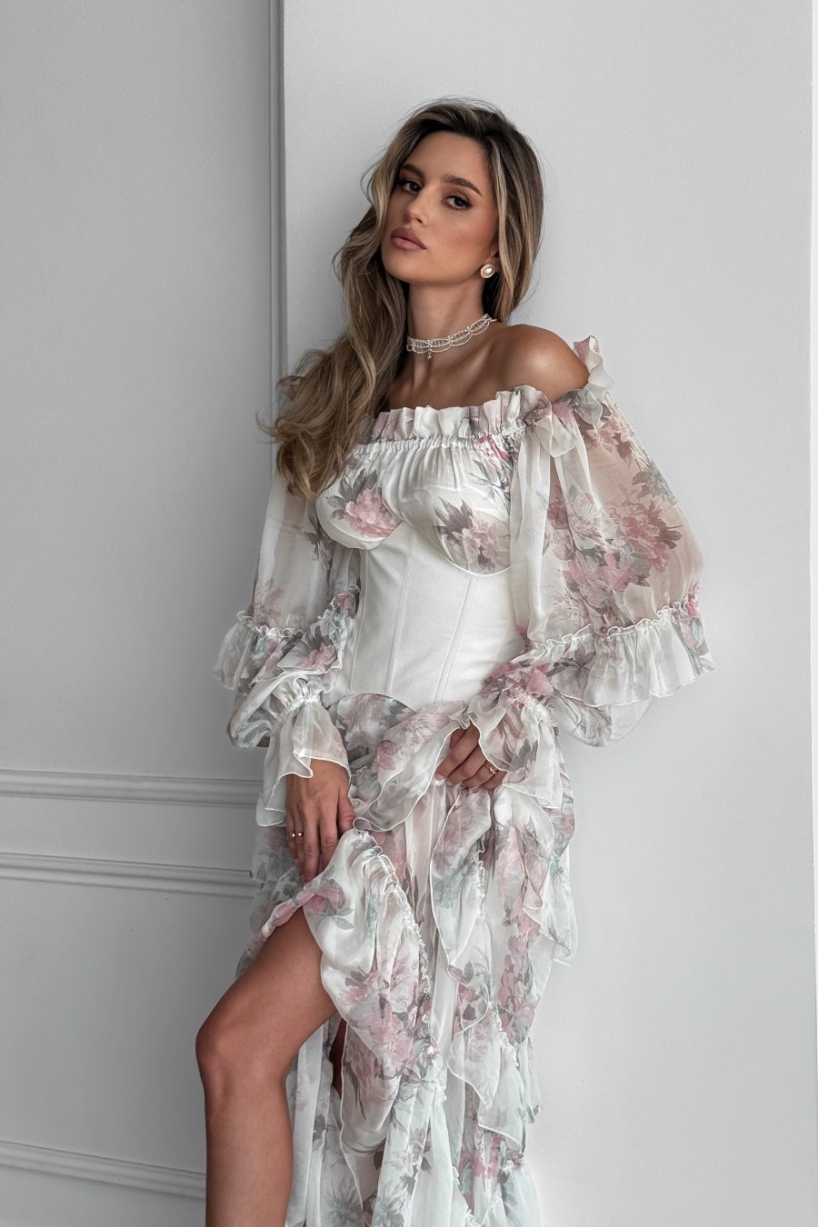 Denim figured belt-corset with lacing