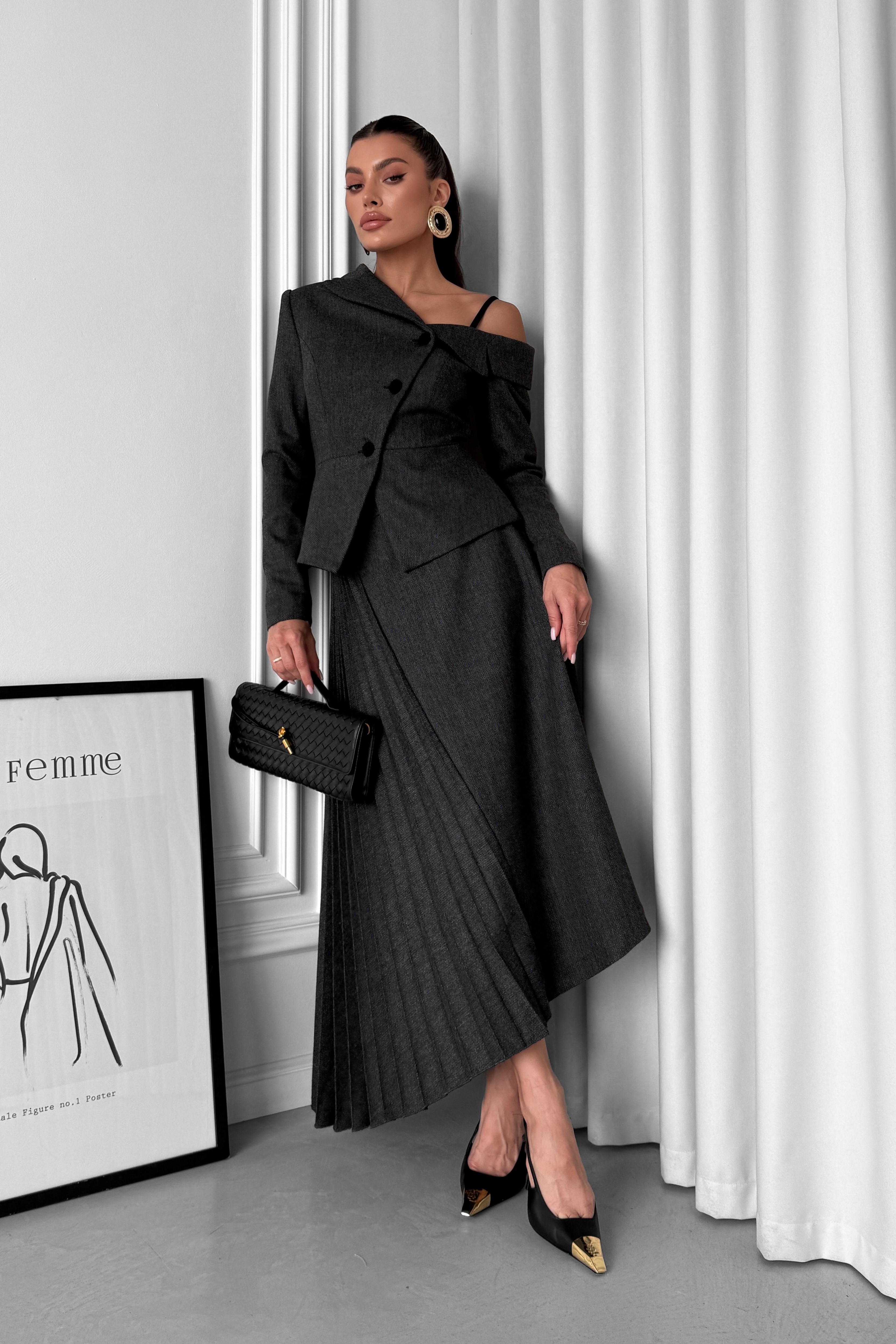 IMG_7837-2 One-shoulder asymmetrical tweed herringbone jacket