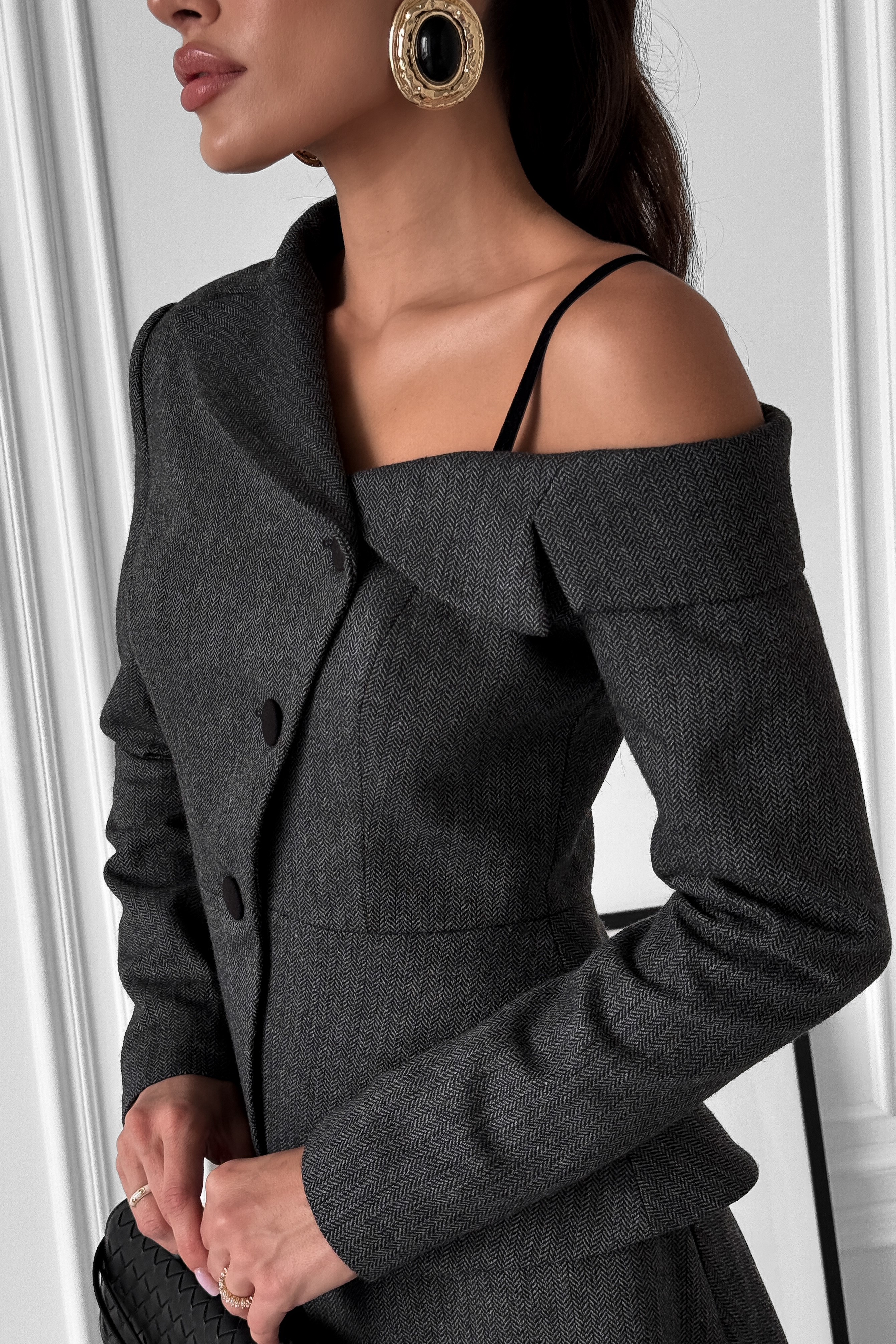 IMG_7848-2 One-shoulder asymmetrical tweed herringbone jacket