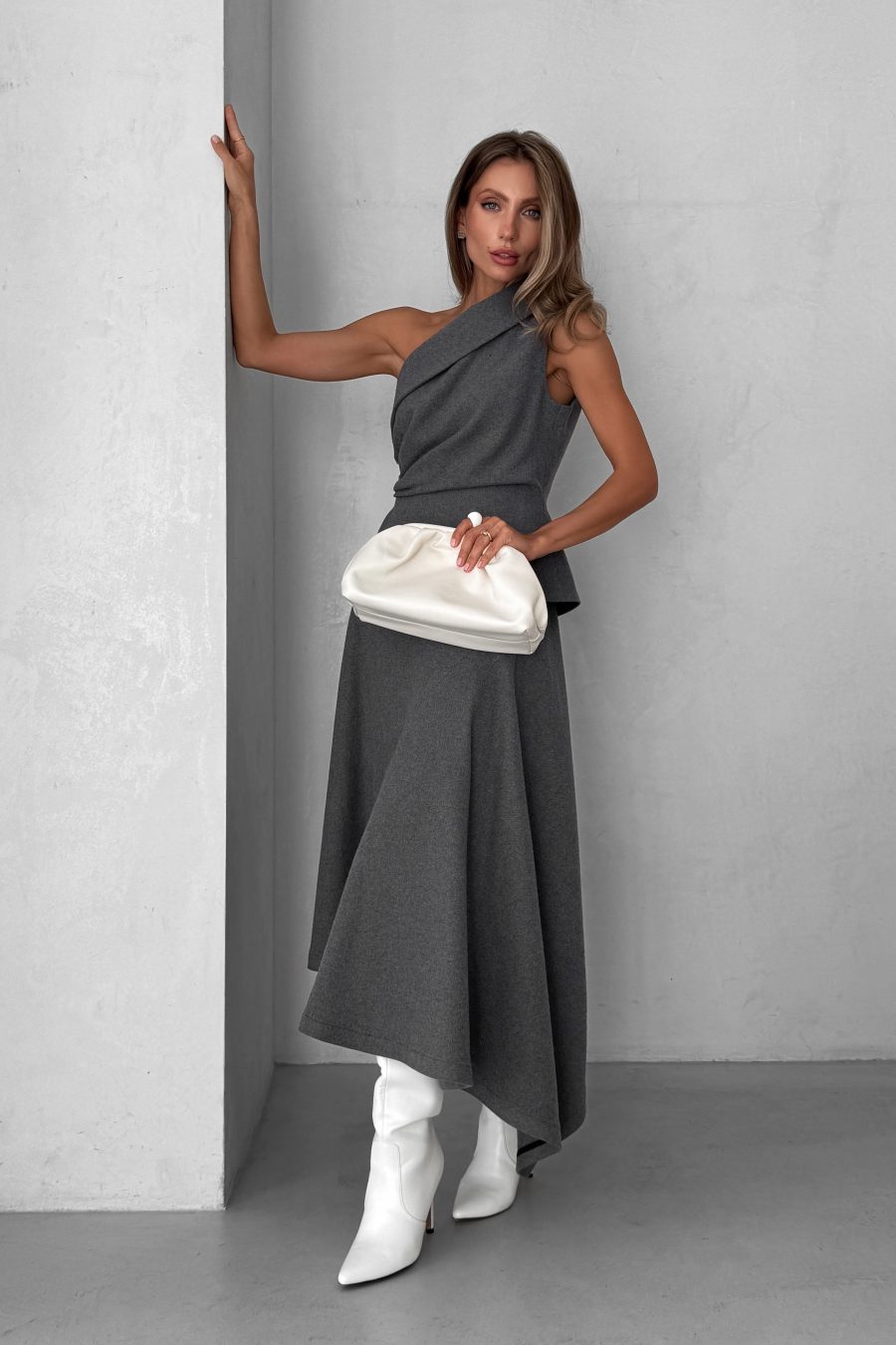 Asymmetrical A-line skirt made of Italian fabric
