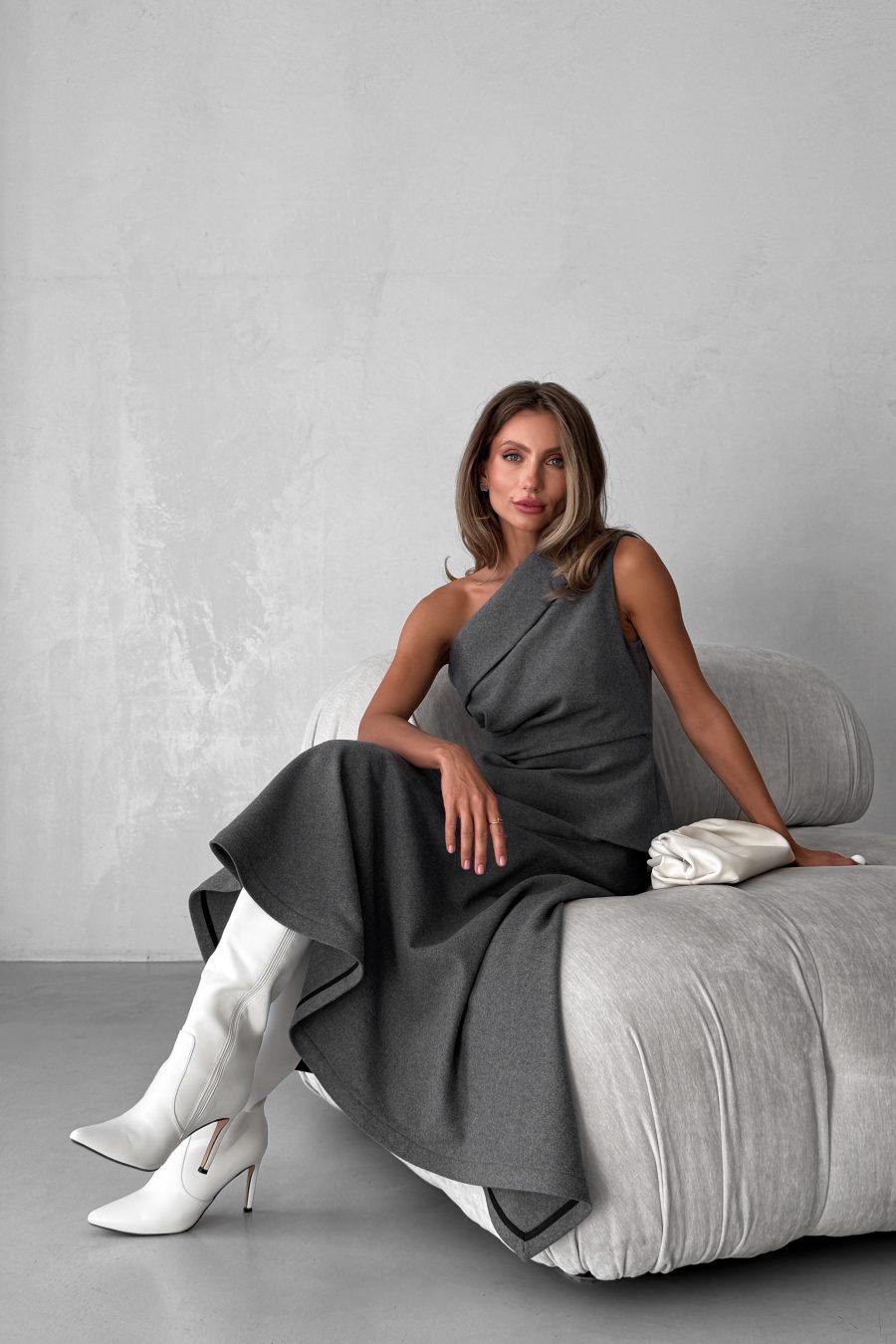 Asymmetrical A-line skirt made of Italian fabric
