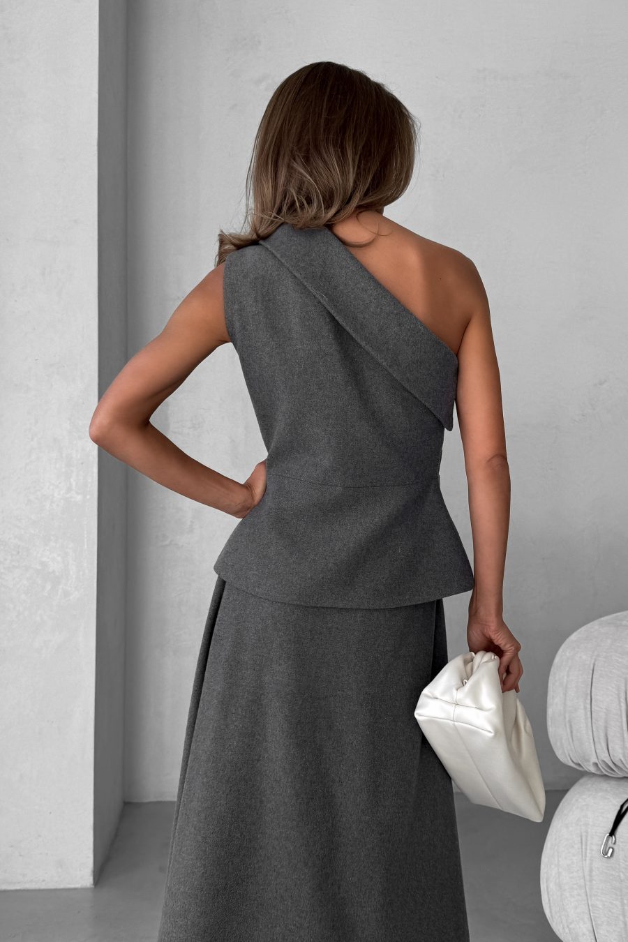 Asymmetrical A-line skirt made of Italian fabric