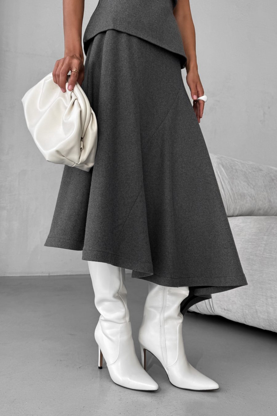 Asymmetrical A-line skirt made of Italian fabric