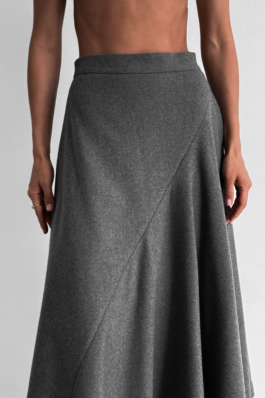 Asymmetrical A-line skirt made of Italian fabric