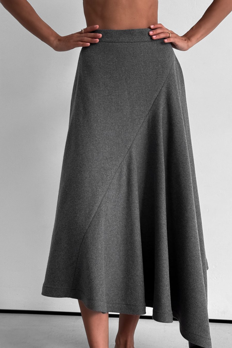 Asymmetrical A-line skirt made of Italian fabric